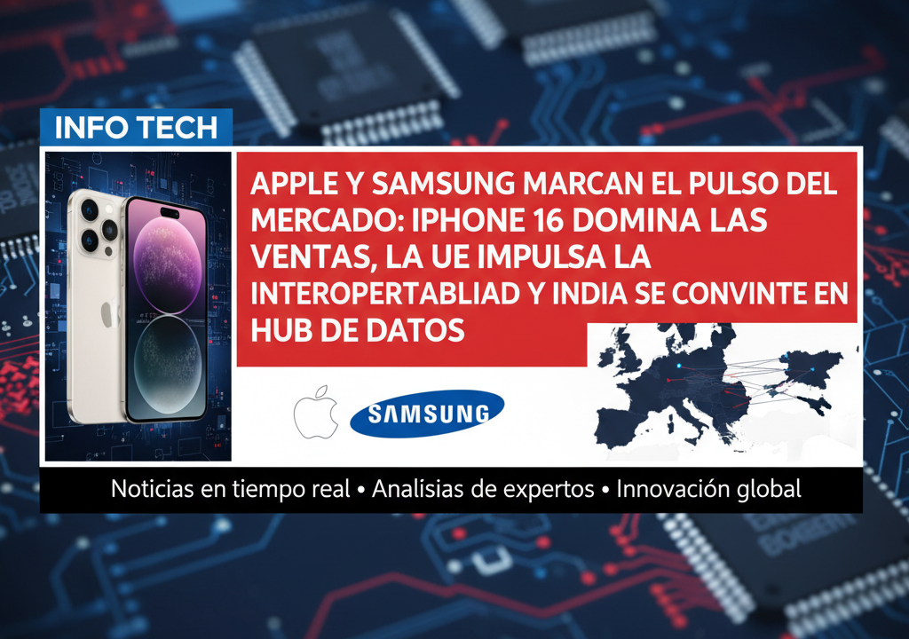 Apple y Samsung marcan el pulso del mercado: iPhone 16 domina las ventas, la UE impulsa la interoperabilidad y India se convierte en hub de datos