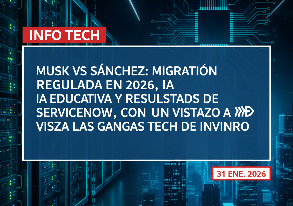 Musk vs Sánchez: migración regulada en 2026, IA educativa y resultados de ServiceNow, con un vistazo a las gangas tech de invierno