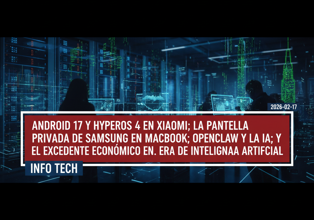 Android 17 y HyperOS 4 en Xiaomi; la pantalla privada de Samsung en MacBook; OpenClaw y la IA; y el excedente económico en la era de la inteligencia artificial