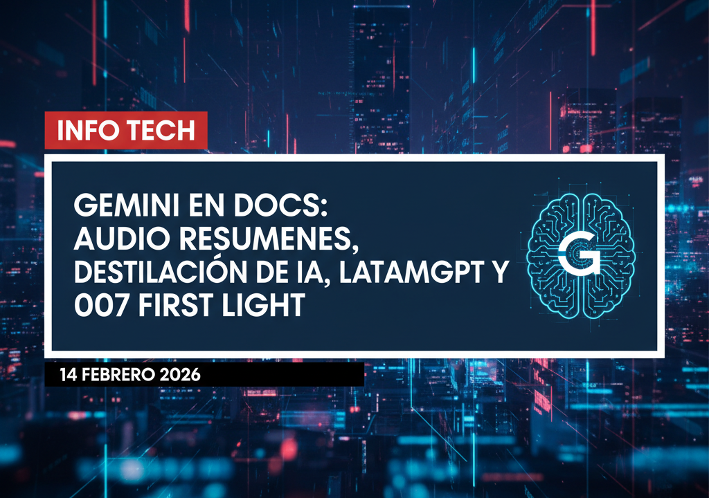 Gemini en Docs: Audio Resumens, distilación de IA, LatamGPT y 007 First Light
