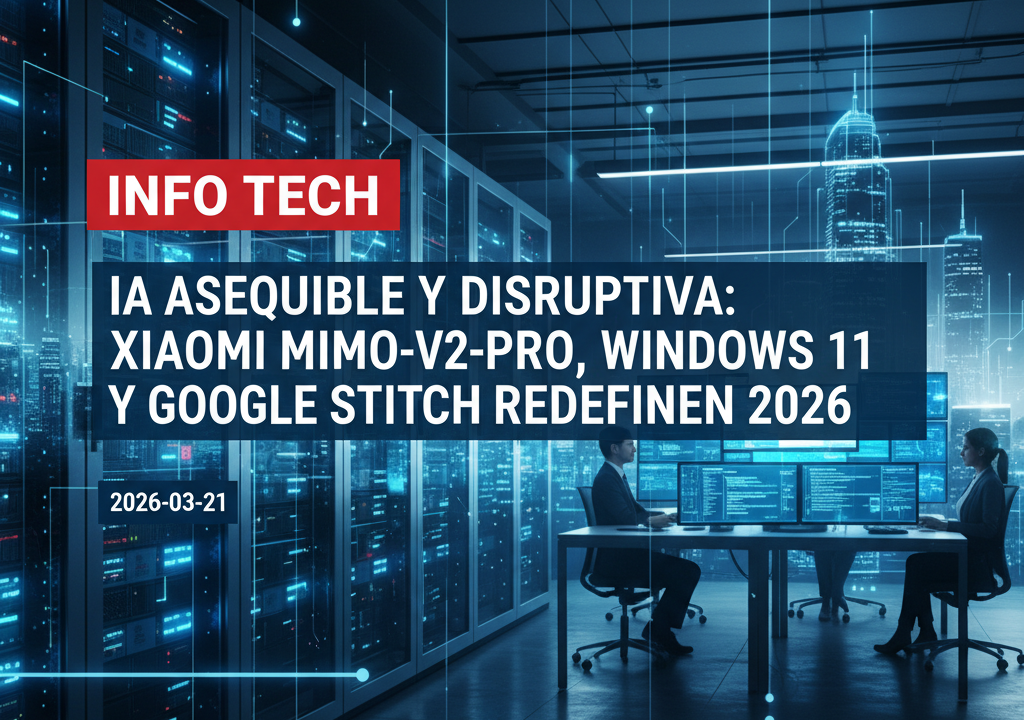 IA asequible y disruptiva: Xiaomi MiMo-V2-Pro, Windows 11 y Google Stitch redefinen 2026