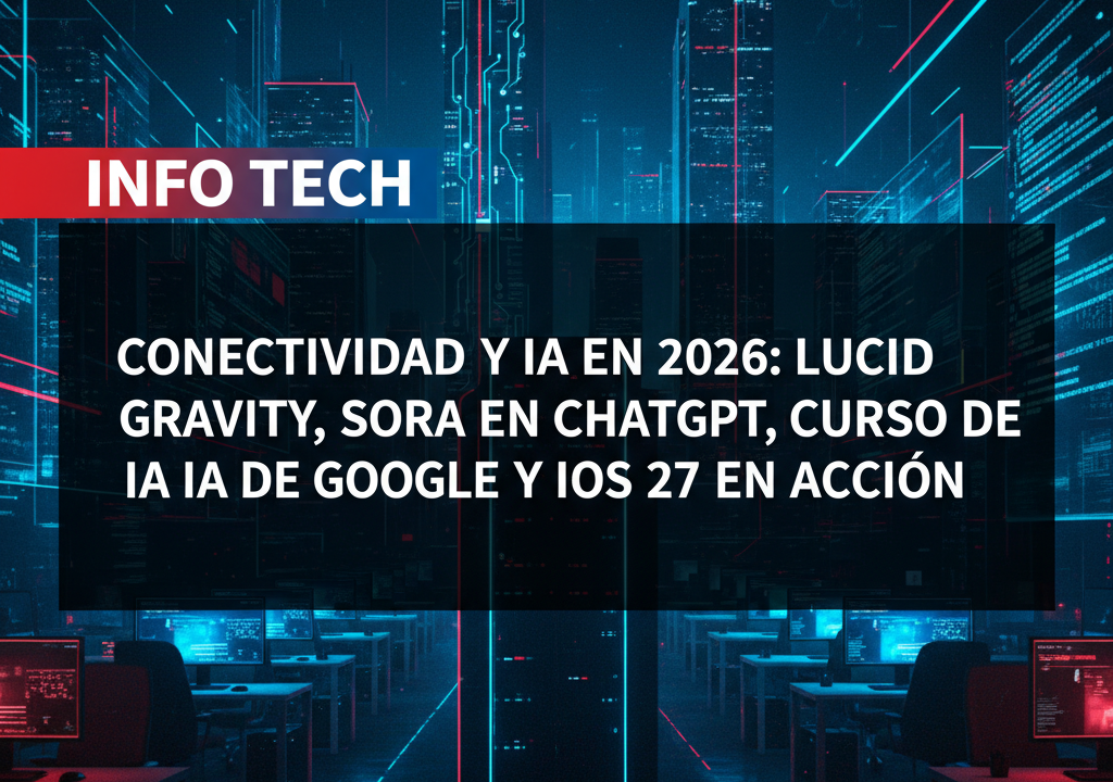 Conectividad y IA en 2026: Lucid Gravity, Sora en ChatGPT, curso de IA de Google y iOS 27 en acción
