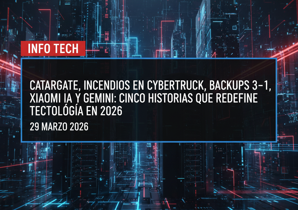Catargate, incendios en Cybertruck, backups 3-2-1, Xiaomi IA y Gemini: cinco historias que redefinen tecnología en 2026