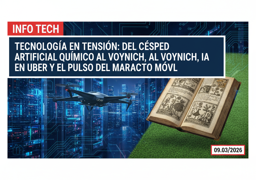 Tecnología en tensión: del césped artificial químico al Voynich, IA en Uber y el pulso del mercado móvil