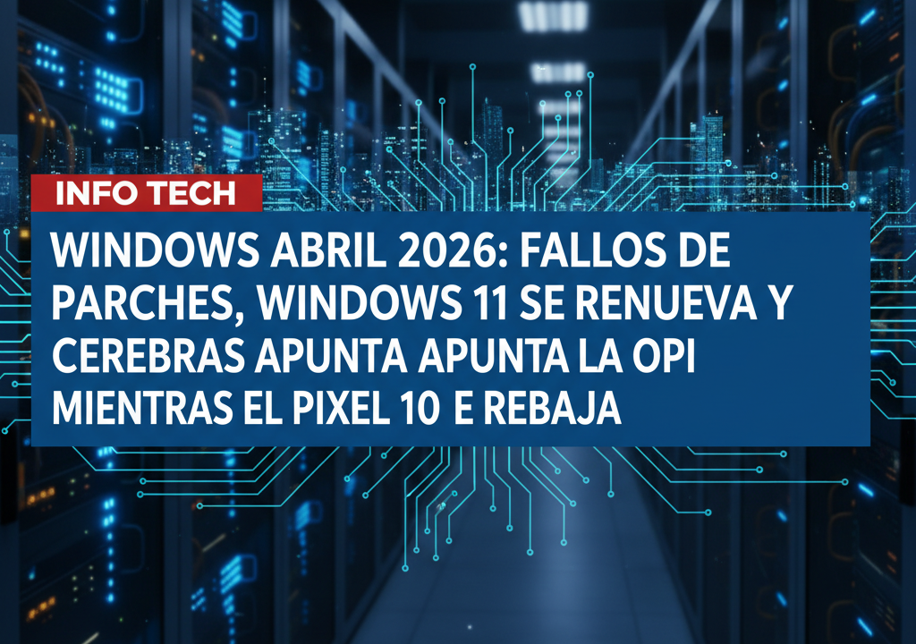 Windows abril 2026: fallos de parches, Windows 11 se renueva y Cerebras apunta a la OPI mientras el Pixel 10 se rebaja