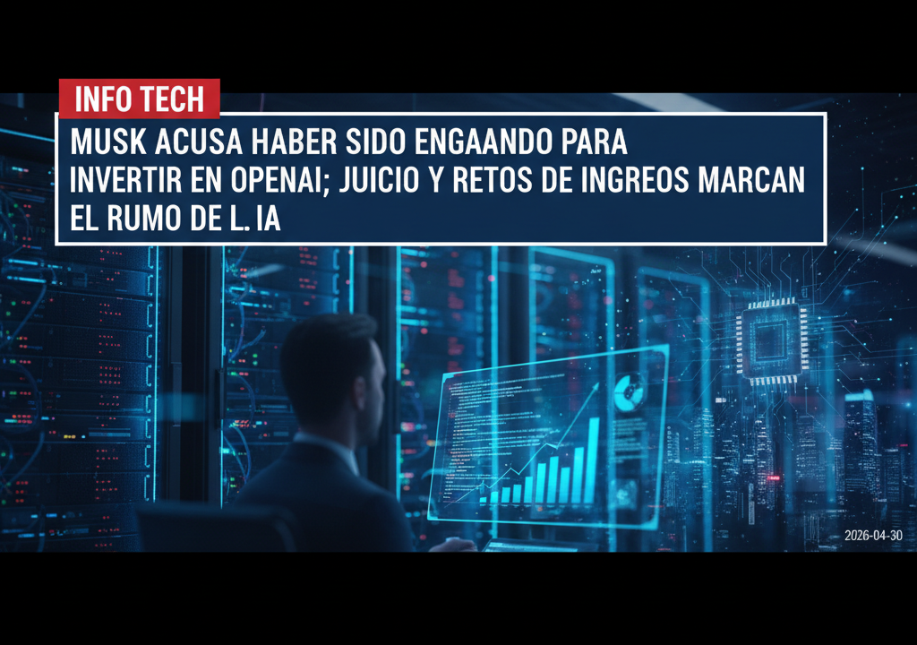 Musk acusa haber sido engañado para invertir en OpenAI; juicio y retos de ingresos marcan el rumbo de la IA