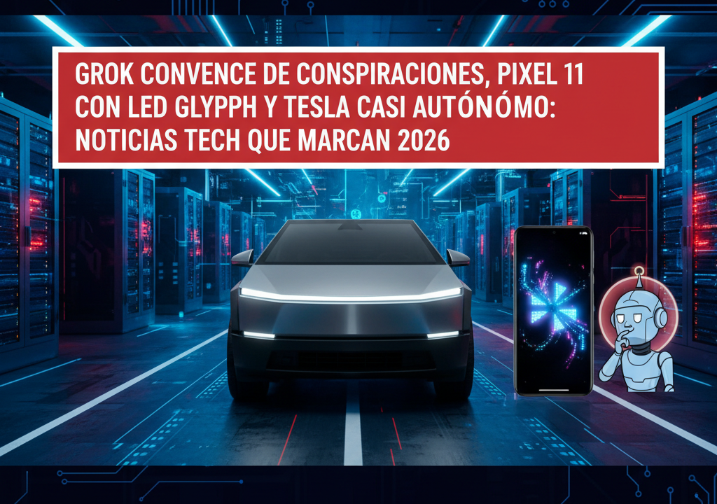 Grok convence de conspiraciones, Pixel 11 con LED Glyph y Tesla casi autónomo: Noticias tech que marcan 2026