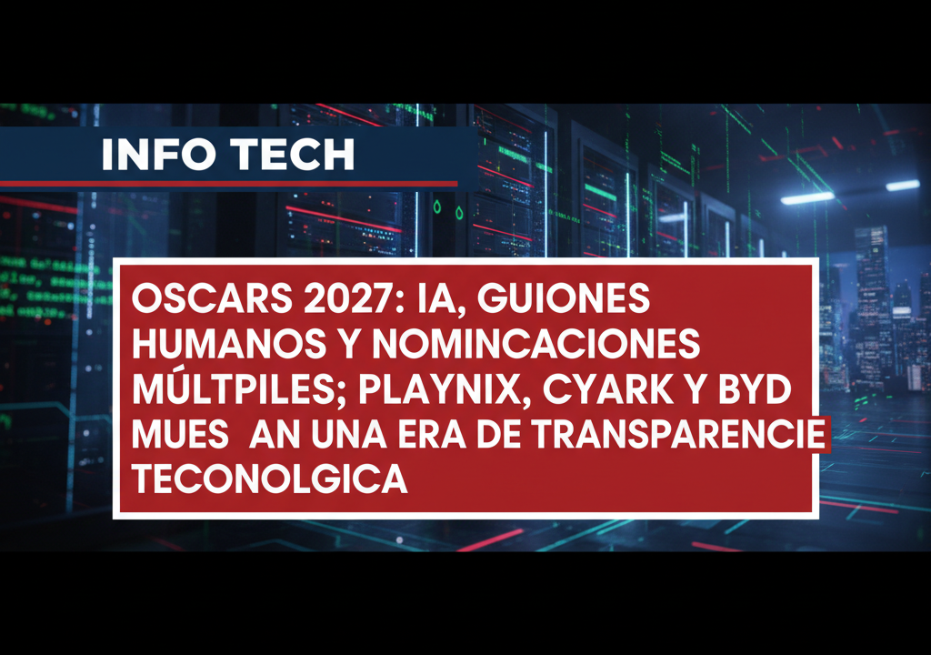 Oscars 2027: IA, guiones humanos y nominaciones múltiples; Playnix, CyArk y BYD muestran una era de transparencia tecnológica